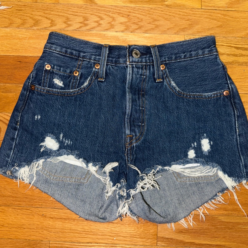 Levi's Blue Distressed Jean Shorts